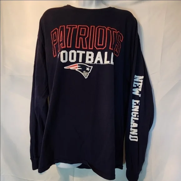 Junk Food Clothing Blue and Red Long Sleeve Patriots Tee